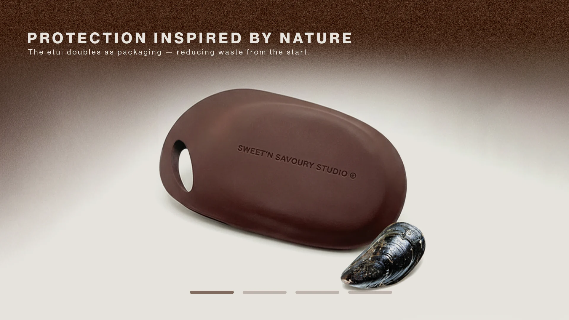 Protection inspired by nature — the etui doubles as packaging